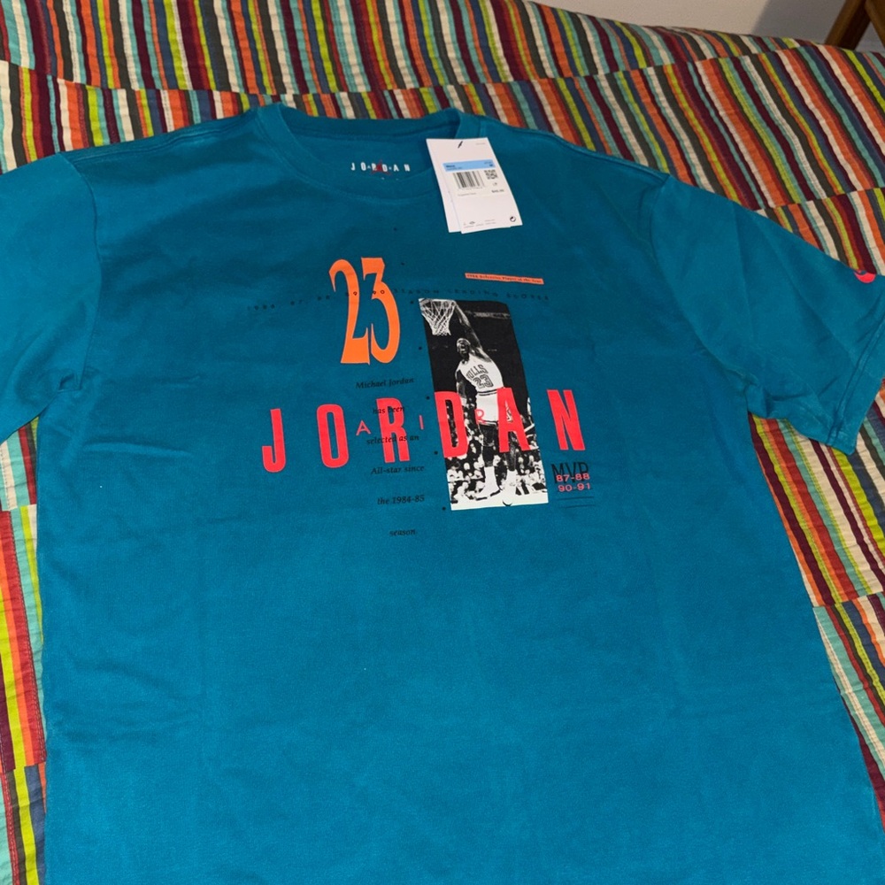 Sale Jordan Teal and Orange  size medium, graphic logo t-shirt, new tags